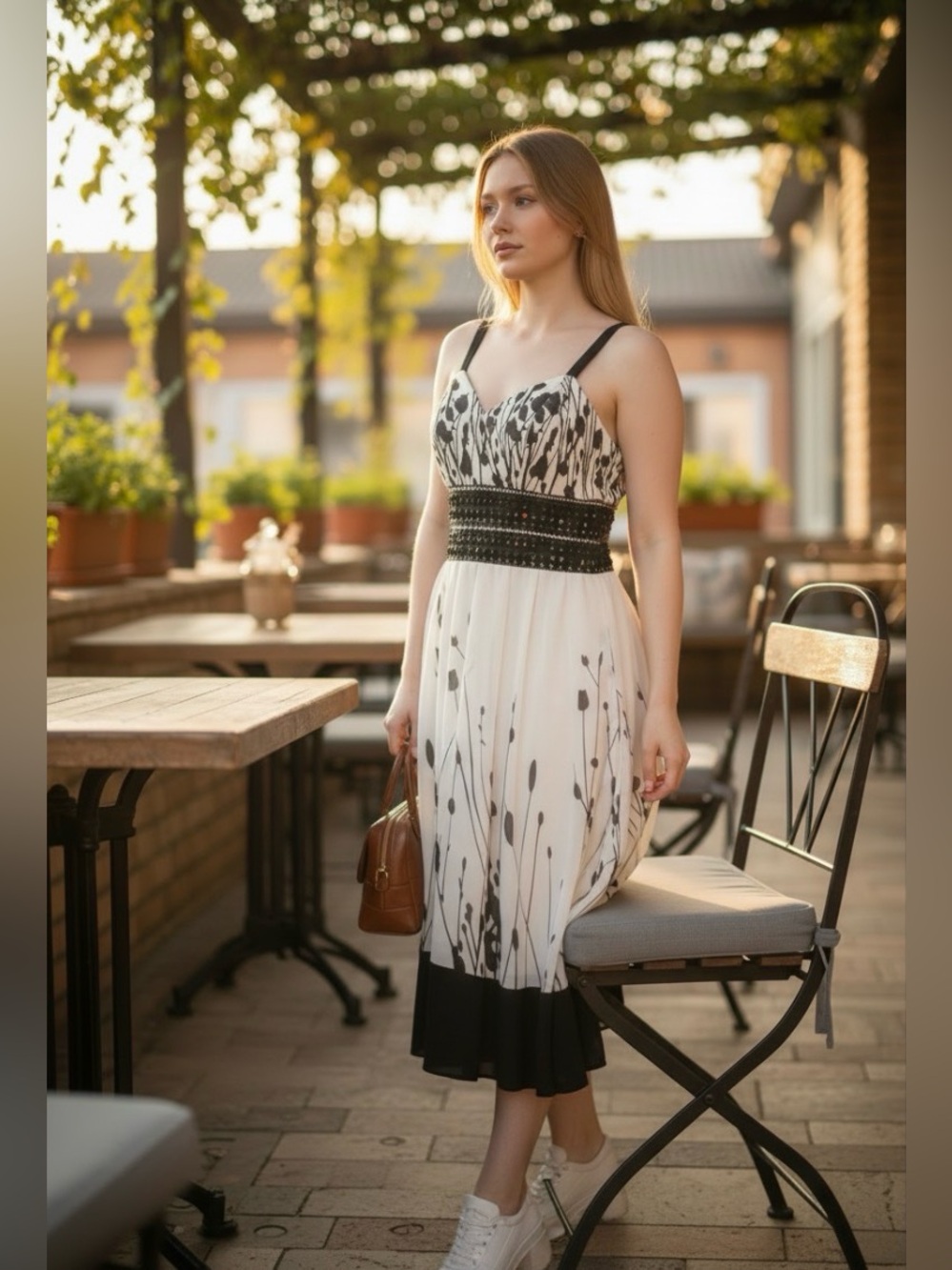 JS Boutique Beaded Silk Floral Dress